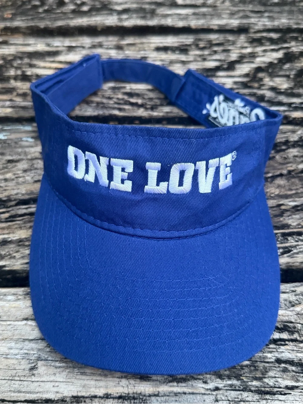 Raising Canes Chicken Finger Restaurant Blue 'ONE LOVE' Adjustable Visor Hat P1